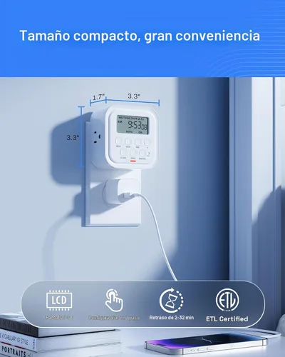Vista 4 de HBN - Temporizador de salida para interiores, temporizadores de enchufe para lámparas de luz, temporizador digital