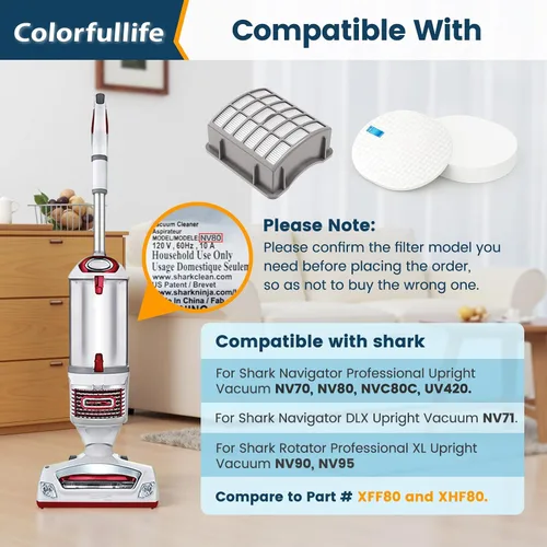 Vista 3 de Colorfullife 4 filtros de espuma + 2 HEPA para Shark Navigator Professional NV70, NV80, NVC80C, UV420 Shark Rotator Professional XL Capacidad NV90