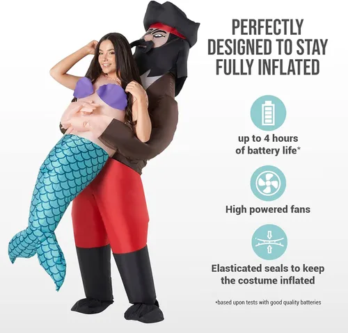 Vista 4 de Morph Disfraz inflable de pirata para adultos disfraz inflable de sirena para Halloween disfraz de Halloween