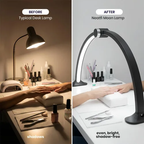 Vista 7 de Neatfi Luz de Media Luna para Lámpara de Escritorio de Uñas, Lámpara de Mesa, Múltiples Modos de Iluminación de Escritorio para Esteticistas
