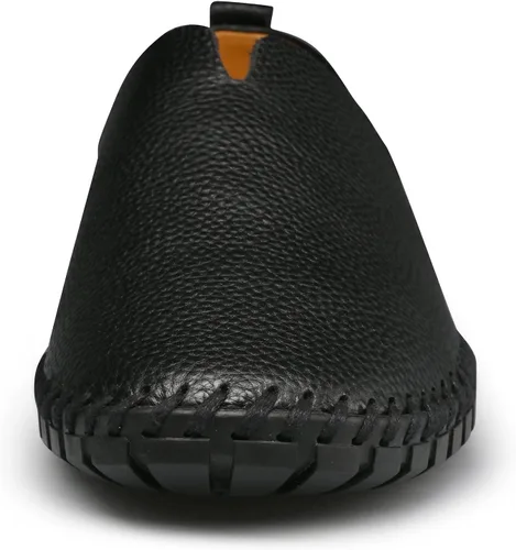 Vista 2 de Mocasines de cuero genuino para hombre, suaves, transpirables, hechos a mano, con costuras a la moda, casuales, ligeros, zapatos de vestir