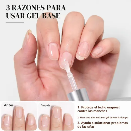 Vista 4 de Born Pretty Juego de Base y Capa Superior de 2 Piezas, Capa Superior de Alto Brillo, Gel Base para Uñas de Larga Duración con Acabado Brillante