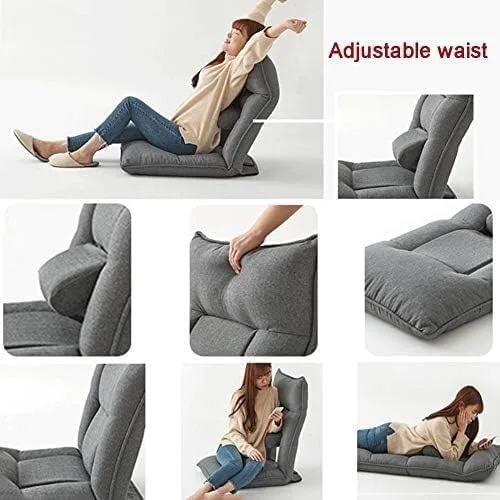 Vista 4 de ELEFOCUS Silla de meditación plegable, respaldo ajustable de 14 engranajes, silla acolchada para juegos con soporte lumbar ajustable