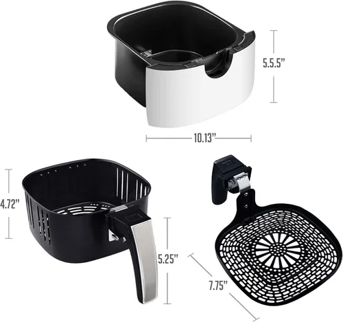 Vista 7 de OVENTE Freidora de aire compacta, olla caliente eléctrica de 3.2 cuartos de galón con potencia de 1400 W, temperatura ajustable, apagado automático