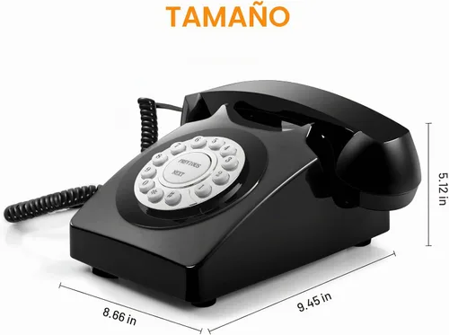 Vista 5 de Libro de invitados de audio retro en forma de teléfono para bodas y eventos - Graba y guarda mensajes de invitados, recargable, fácil de usar