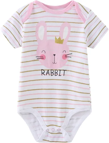 Vista 6 de Kiddiezoom Baby Bodysuit Newborn Short Sleeve baby One-Piece Cotton 5-Pack baby clothes