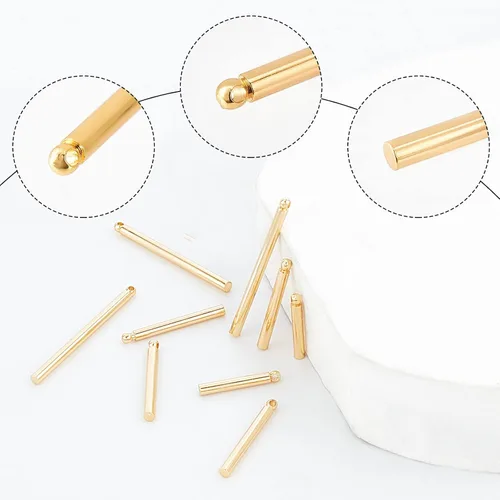 Vista 4 de Beebeecraft 1 caja de 30 dijes de barra vertical chapados en oro de 18 quilates de 3 tamaños