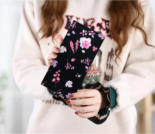 Vista 44 de HUA ANGEL Billetera ultra delgada para mujer, con bloqueo RFID, tarjetero de crédito, plegable, largo, hebilla magnética, billete para mujer, Owl