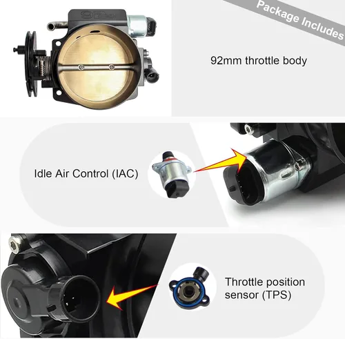 Vista 2 de Cuerpo del acelerador de 92 mm de 4 pernos para LS1 LS2 LS3 LS6 LS7 LSX accionamiento por cable con sensores de posición del acelerador TPS IAC