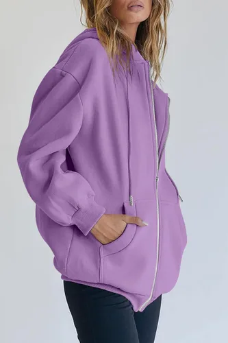 Vista 2 de AUTOMET Womens Zip Up Hoodies Long Sleeve Fall Oversized Sweatshirts Fleece Y2K Jacket with Pockets