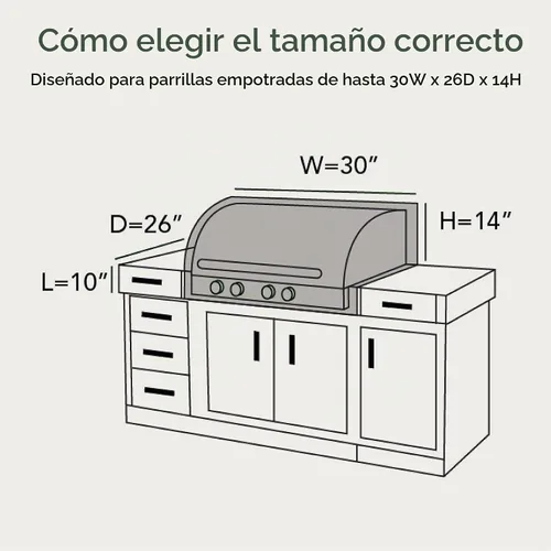 Vista 2 de Covermates - Cubierta para parrilla integrada - 30 W x 26D x 14H - Prestige - 900D resistente a la decoloración y al agua - Resistente a la Elite