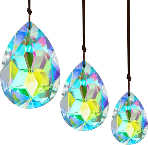 Vista 13 de H&D HYALINE & DORA Prismas Atrapasoles de Cuernos de Cristal con Revestimiento AB de 4.7", Juego de 2 Creadores de Arcoíris Prismas Colgantes