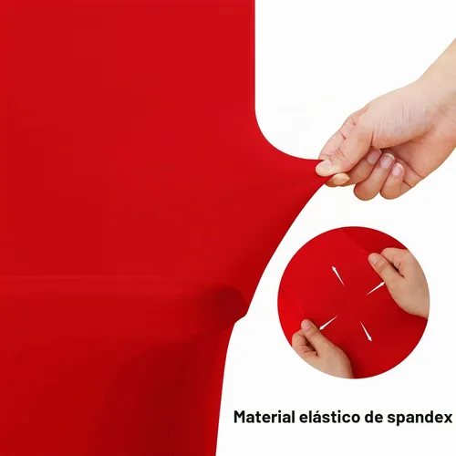 Vista 5 de Smiry Paquete de 2 manteles de elastano de 6 pies, manteles elásticos ajustables extensibles, lavables y sin arrugas, cubiertas rectangulares de Rojo
