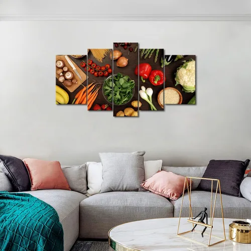 Vista 3 de Arte de pared de alimentos, frutas frescas, verduras, lienzo para comedor, impresión en lienzo, pintura, obras de arte para oficina, sala de estar