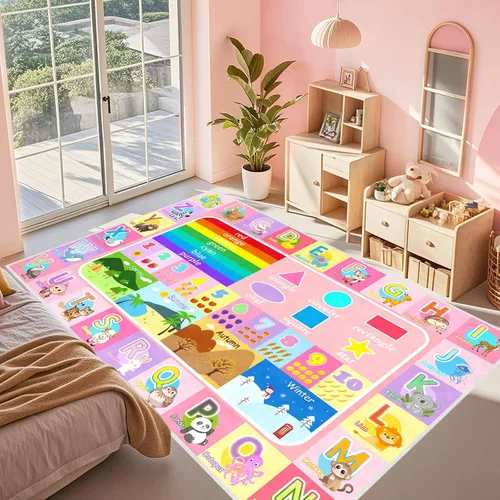 Vista 10 de Alfombra infantil para sala de juegos, dormitorio, 2.5 x 4 pies, alfombra educativa ABC para aula, guardería, alfombra antideslizante de aprendizaje