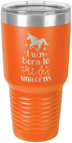 Vista 14 de I Was BORN TO RIDE UNICORNS Grabado vaso de 325 ml, grabado con láser, taza de viaje de acero con recubrimiento en polvo, libre de BPA, con camello