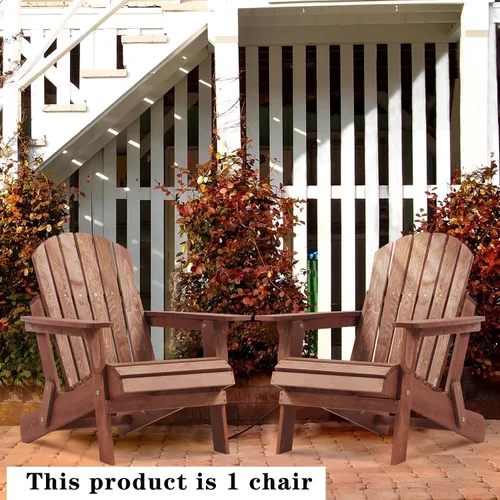 Vista 6 de Silla Adirondack plegable de madera para exteriores con respaldo y tabla de asiento premontados, capacidad de 330 libras, silla de madera de gran
