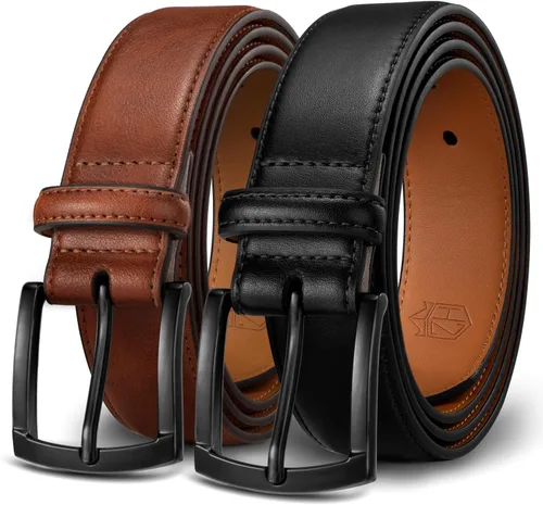 Vista 10 de Zitahli Cinturón para hombre, paquete de 2 unidades, diseño de cinturón de cuero para trabajo, negocios y pantalones de golf casuales, accesorios