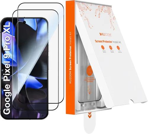 Vista 9 de KUZOOM Paquete de 2 protectores de pantalla de vidrio templado transparente HD para Google Pixel 9, película protectora de pantalla inastillable