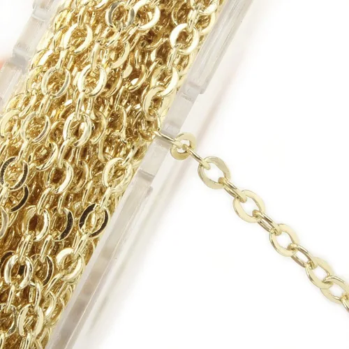 Vista 4 de Cadena de cable de latón macizo chapado en oro delicado de 33 pies (0.059 in) 10m Craft Chains 20Pcs Small Lobster Clasps Claws With 50Pcs Jump