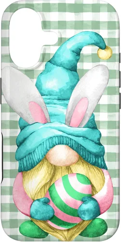 Vista 32 de iPhone 15 Pro Max Lindo gnomo de Pascua para caza de huevos en primavera Buffalo Plaid Case
