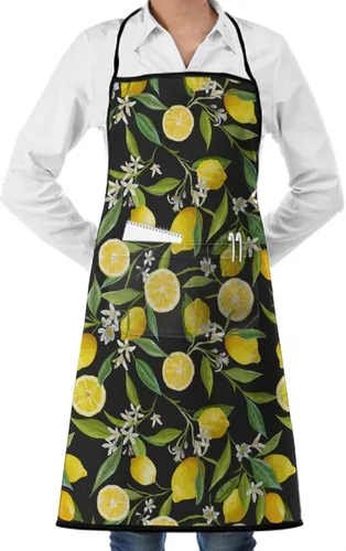 Vista 9 de Delantal de cocina para hombres y mujeres, ajustable con bolsillos, delantal de chef