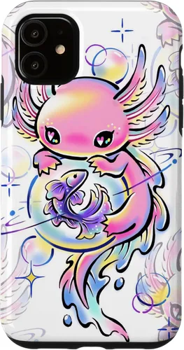 Vista 8 de Cute Kawaii Axolotl Purple Magical Crystals Case for iPhone 17
