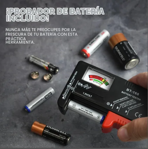 Vista 8 de GlossyEnd Juego de 4 cajas de almacenamiento de baterías AA y dos AAA, soporte para almacenamiento de batería con probador, transparente. Cada