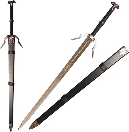 Vista 6 de Espada de acero plateado de Geralt de metal completo de 125cm/48.8 pulgadas, acero inoxidable, espada plateada de lobo blanco Aerondight hecha a