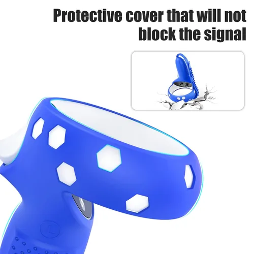 Vista 4 de Cubierta de agarre para control de realidad virtual, cubierta de silicona para la cara, protector antitiro con correas ajustables, funda de mango