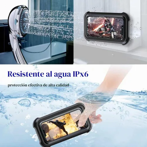 Vista 3 de Soporte para teléfono de ducha mejorado OOLYCIO con rotación de 480°, estuche resistente al agua con pantalla táctil, OOLYICO, accesorios de ducha