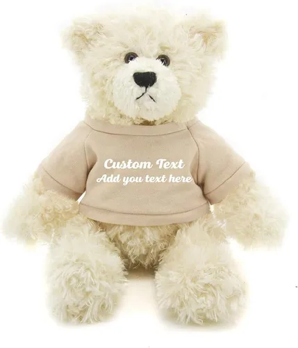 Vista 10 de Plushland Oso de peluche Brandon crema de 12 pulgadas, regalo personalizado para el día de la madre, San Valentín, graduación, cumpleaños