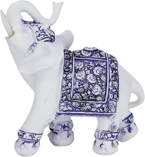 Vista 2 de Decoración de estatua de elefante de animal, figura de resina para el hogar, simulación, linda estatua de animal, riqueza, figura de elefante