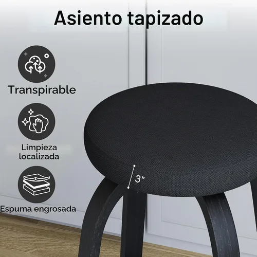 Vista 5 de Juego de 2 taburetes de bar, taburetes de bar sin respaldo de altura de mostrador, taburetes de bar giratorios de 30 pulgadas, silla de cocina