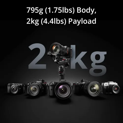Vista 2 de DJI RS 3 Mini, estabilizador de cardán de 3 ejes para cámaras Canon/Sony/Panasonic/Nikon/Fujifilm, carga útil probada de 2 kg (4.4 lbs)