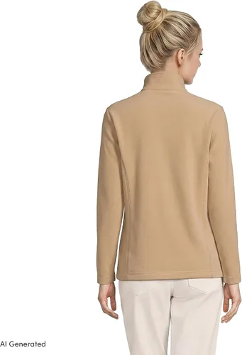 Vista 2 de Lands' End - Sudadera de vellón con cremallera de un cuarto, para todo tipo de clima Camello claro/marrón jengibre rico