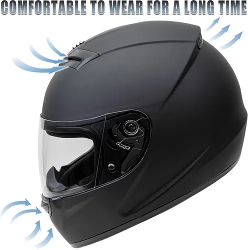 Vista 6 de CARTMAN Casco integral para motociclista - Certificado DOT para bicicletas de carreras y de calle, Casco con visera para adultos con diseño