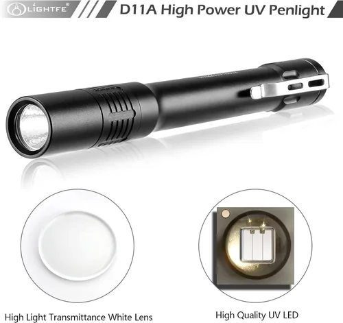 Vista 2 de Linterna de Luz Negra D11A 395nm Ultravioleta con Fuente de Luz LED Ultravioleta de Alta Potencia, Utilizada para Curado de Pegamento UV, Detección