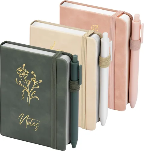 Vista 10 de 3 paquetes de cuadernos de bolsillo para diario, A6 pequeño, total 360 páginas, cuadernos para tomar notas, diarios para escritura, mini blocs