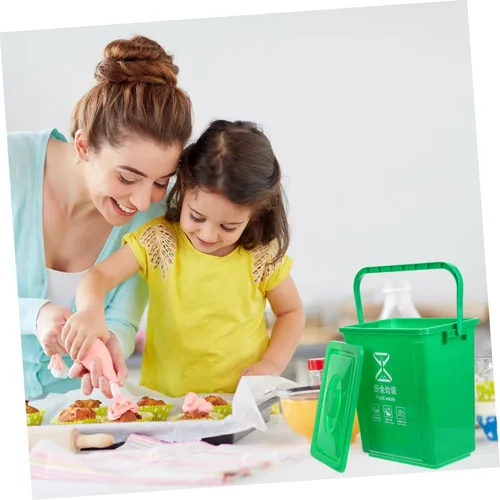 Vista 8 de STOBAZA Contenedor de basura para mostrador de basura, pequeño contenedor de compostaje para interiores, cubo de compostaje para cocina, papelera
