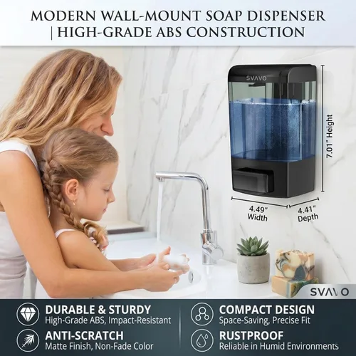 Vista 4 de SVAVO Dispensador de Jabón Montado en Pared Dispensador Manual de Jabón para Cocina y Baño Dispensador de Jabón de Mano Recargable para Contenedores