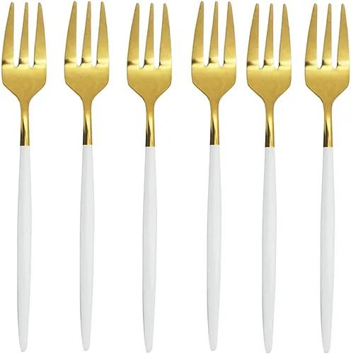 Vista 10 de Cubiertos de oro blanco pulido brillante, diseño ligero, 36 piezas de acero inoxidable, juego de cubiertos de servicio para 6, incluyendo tenedores