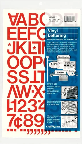 Vista 16 de Chartpak letras y números de capital vinilo autoadhesivo, 1/2 pulgadas de alto, negro, 201 por pack (01010), Blanco