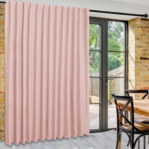 Vista 12 de DWCN Cortina opaca divisora de privacidad para puerta corrediza de patio, cortinas térmicas extra anchas con pestaña trasera y bolsillo para barra
