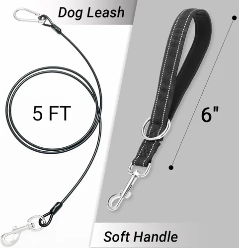 Vista 7 de Correa corta para perro, a prueba de mordidas, cable de amarre para perro de 5 pies con mango acolchado suave reflectante para entrenamiento
