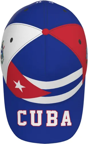 Vista 3 de Gorra de béisbol cubana con la bandera de Cuba, gorra de fútbol con impresión completa para adultos, color negro, Negro