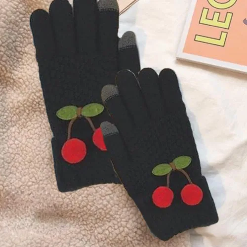 Vista 3 de HIQUAY Simple - Guantes de invierno coreanos de 5 dedos con pantalla táctil para mujer niña niño y adolescente