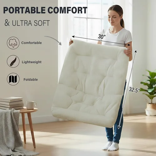 Vista 9 de Tiita Silla Cómoda Plegable, Silla de Acento Plegable de Gran Tamaño de Piel Sintética Suave, Silla de Descanso Perezosa para Niños, Adolescentes