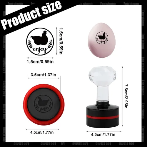 Vista 2 de SAVITA Sellos de huevos, bonitos sellos de huevos para huevos frescos con almohadilla de sello, sello personalizado para huevos de granja