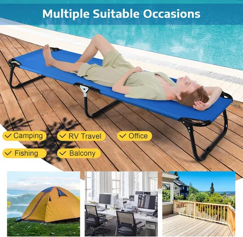 Vista 9 de Tangkula Catre plegable para campamento, cama portátil para acampar con marco de acero, catre portátil militar elevado para viajes adultos y niños